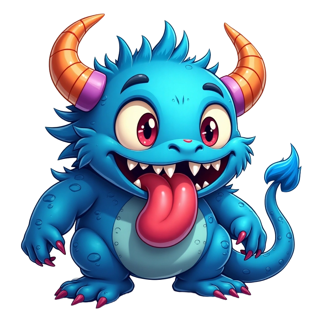 Cute Blue Monster with Horns